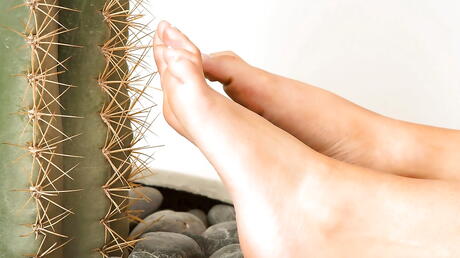 Peachy british blonde hottie Cara Brett in sexy undies likes foot fetish 