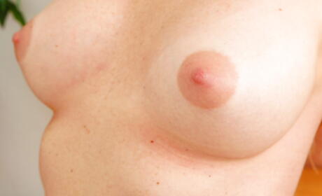 Hot american redhead older Sasha Sean bares big boobies and masturbates 