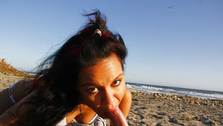 Very attractive american milf Ruby Knox drilled after good cock suck at beach