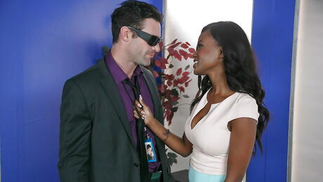 Seductive american pornstar Jezabel Vessir work on rod and takes a cum shot in office