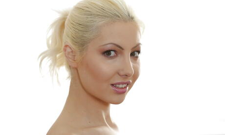 Hot romanian blonde teen Blond Angel reveals small tits and hot butt 