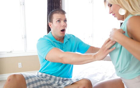 Deluxe canadian blonde panther Savana Styles in nice skirt robbing on big rod and takes a cum blast on her face 