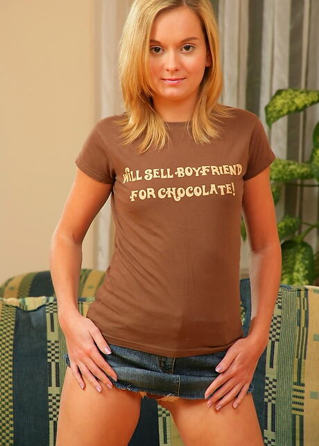 Rangy blonde teen Lorin revealing small tits and jerking off 