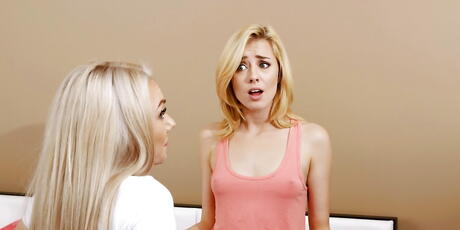 Stunning women Molly Mae and Haley Reed in fancy shorts licking each others pussies and enjoy lesbian scissoring 