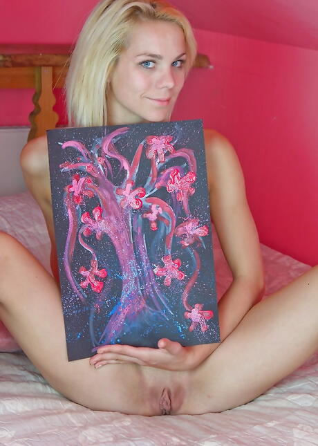 Gracile youthful Ella Jephson showing big titties and spreading her legs 