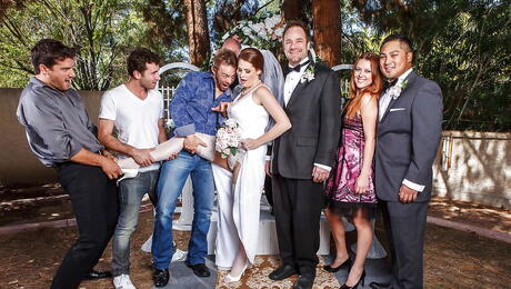 Appealing american wife Allison Moore in hot underwear in awesome gangbang 