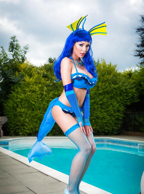 Excellent slovak milf Patty Michova in sexy posing on camera near the pool