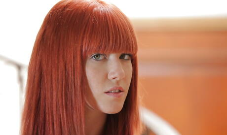 Slender american redhead young Elle Alexandra unveils small tits and jerks off 