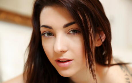 Svelte czech brunette teen Tera Link in sexy shorts fucked by big cock after good suck 