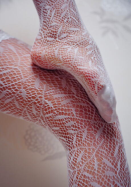 Luscious dark-haired teen Macy B in lingerie denudes tiny tits and spreads her legs 