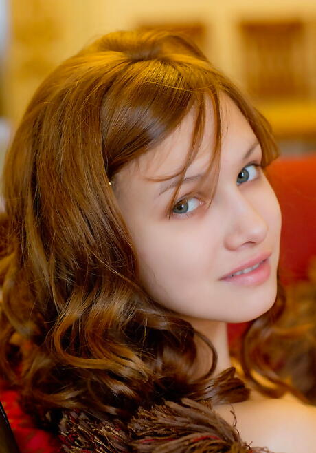 Sylphlike brunette teen Demetra A shows tiny tits and spreads her legs 