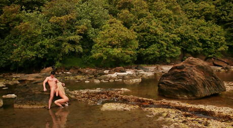 Adorable american milf Devon blows on rod and takes a hot cumshot on the beach