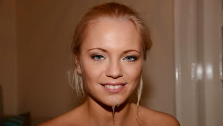 Superb hungarian blonde Vanda Lust take in mouth cock and enjoys a cum shot on her face 