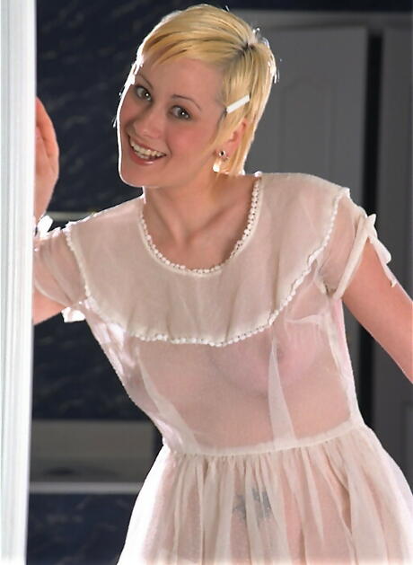 Gracile brazilian blonde young Angelique in hot panties reveals big boobies and pussy 