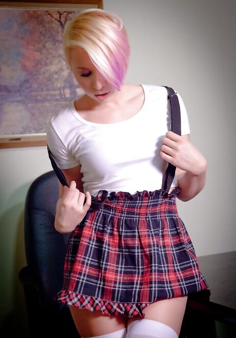 Excellent czech blonde Nicoleta Emilie in fancy skirt in hot fetish gallery 
