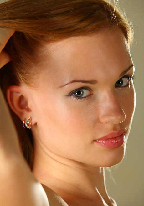 Stunning redhead teen Rinna A in skirt in nasty foot fetish action 