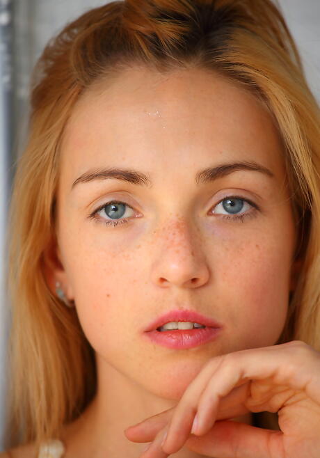 Met Art: Rangy blond young Ruby exhibits small tits and shaved pussy