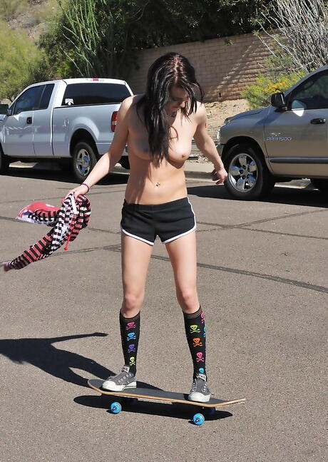 FTV Girls: Excellent american dark hair teen Aiden Ashley exhibits big tits and nice pussy outside