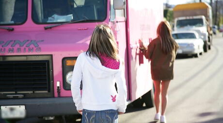 Asses In Public: Svelte chicks Dakoda Brookes and Camryn Kiss exposing hot bodies outdoor