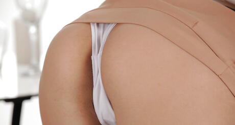 Wet And Puffy: Sexy ukrainian dark hair young Shrima Malati exposing tiny tits and hairy pussy