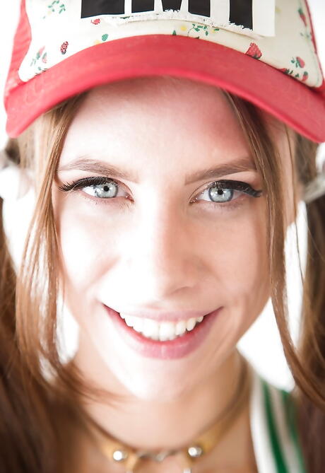 Evil Angel: Shapely american brunette Anya Olsen exposing small tits and shaved pussy