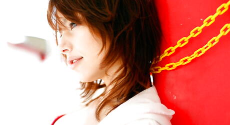 Stunning japanese teen Rio uncovers small tits and hot ass 