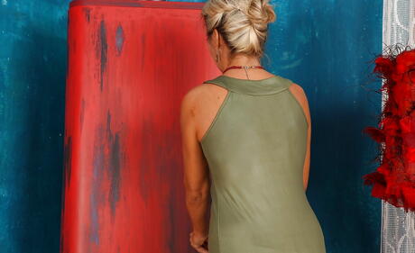 Sexy tcheco maduro janet querido em saia, que barrando peitos pequenos e se masturbando
