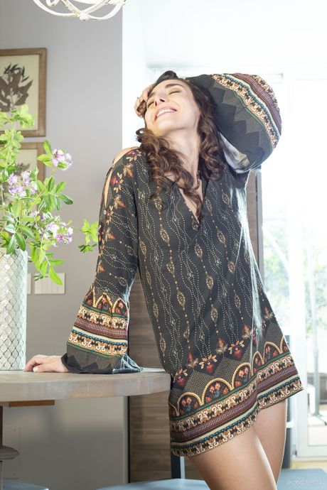 Winsome teen Ana BB removes a bikini to pose nude confidently