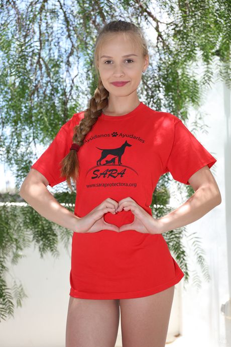 Stunning teen Angel B poses in her lingerie and demonstrates her hot body outdoors