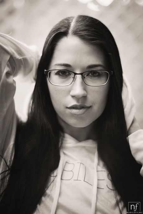 Nice teen Alex Coal masturbates in her bedroom while wearing a black dress