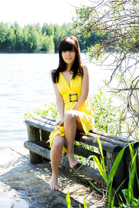 Skinny teen Zelda poses nude and exhibits her tiny tits and hot pussy