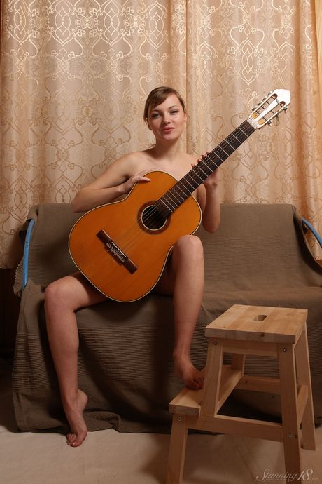 Blonde teen Lana Y takes off everything in a confident fashion