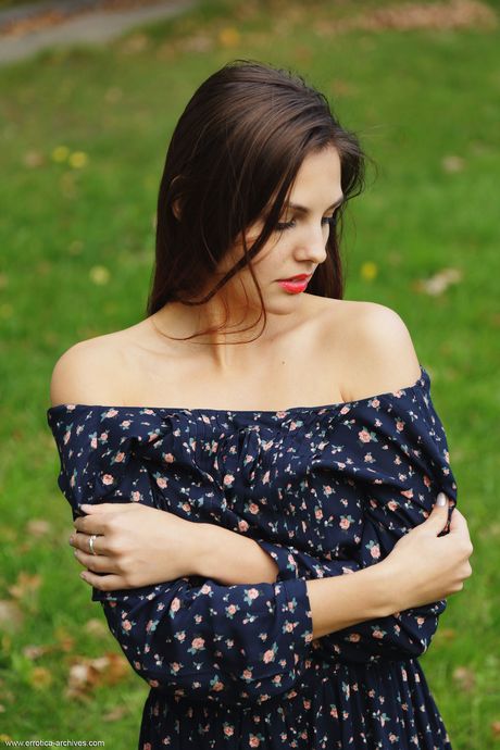 Cute teen Alise Moreno takes it all off on a blanket in a field