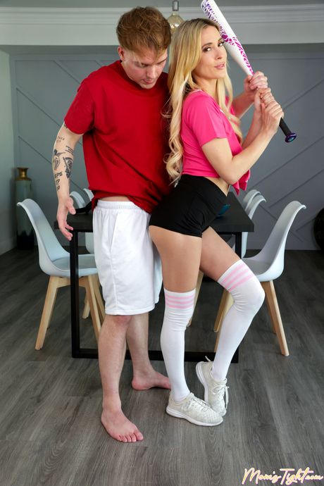 Sexy mom Aiden Ashley seduces her stepson in a black sports bra