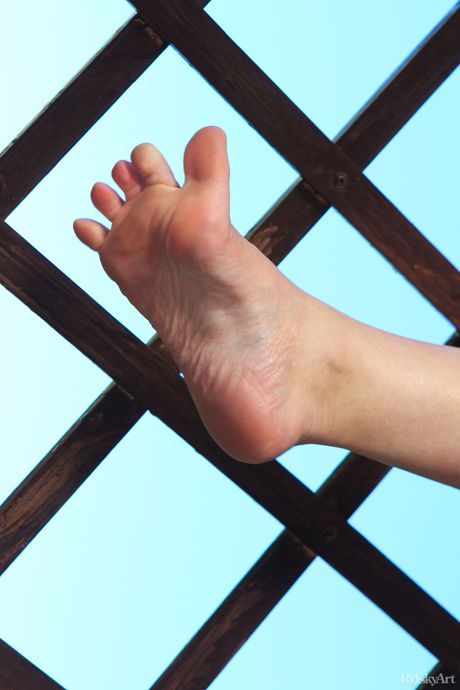 Skinny teen Vikki Mauri shows her tiny tits & her sweet pussy in the countryside