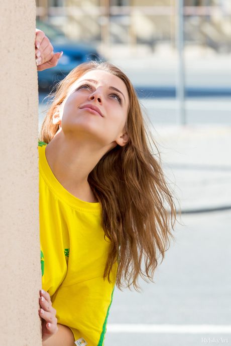 Stunning teen Nikia shows her beautiful body and poses nude in a solo