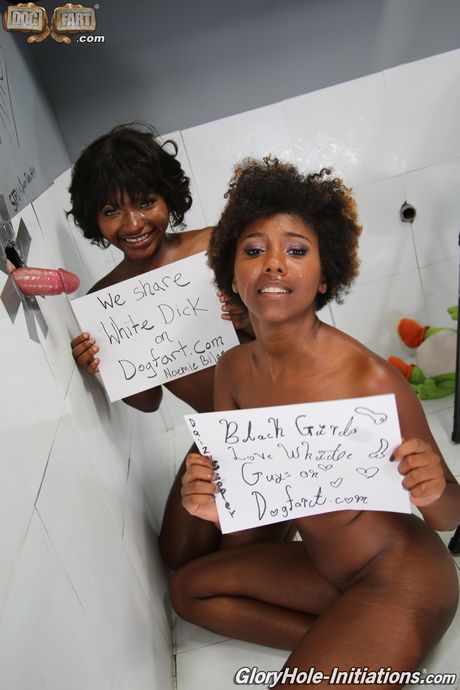 Dogfart Network: Ebony teens Daizy Cooper & Noemie Bilas share a gloryhole cock in a 3some