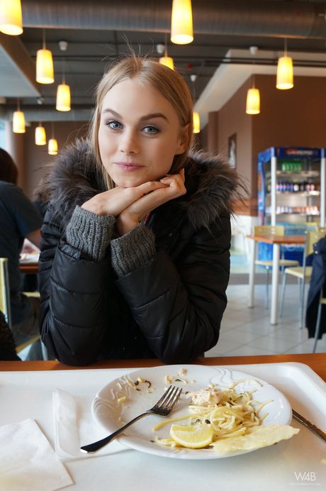 Ukrainian babe Nancy A shows her big tits and poses in public