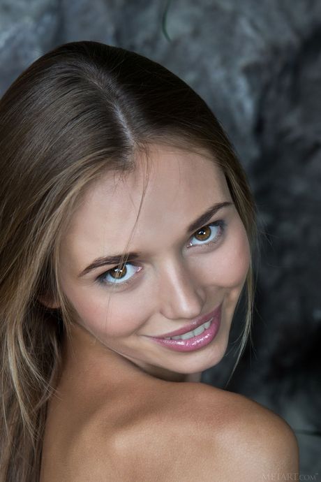 Met Art: Flexible teen Steffi displays her tight ass and slit while naked in a field