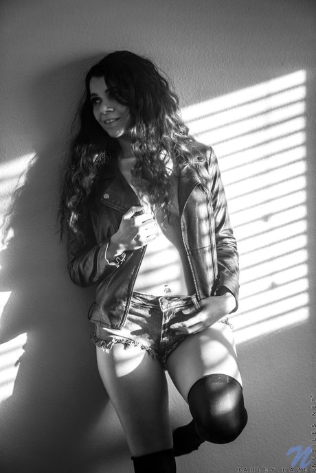 Perfect teen Harley Haze takes off her bikini before masturbating with a toy