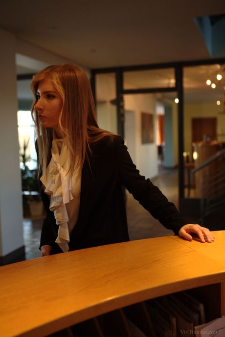 Viv Thomas: Blonde teens Aleska A & Vanessa I doff sexy lingerie to pose nude in the bathroom