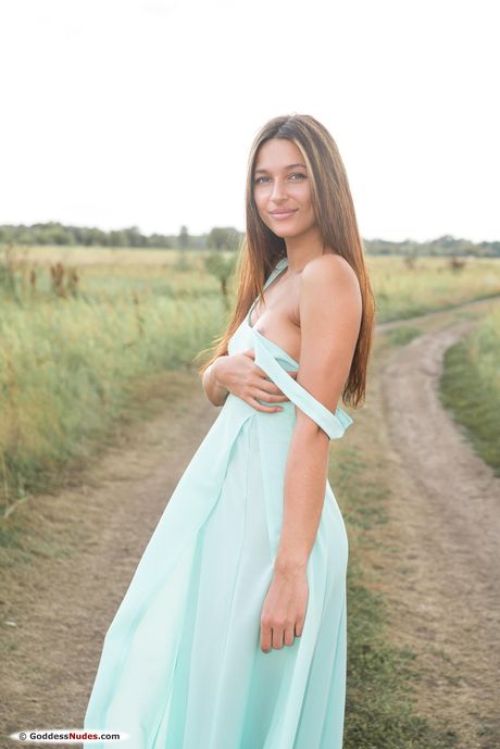 Skinny Ukrainian erotic model Kenya poses nude and shows her tiny tits & pussy