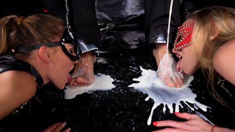 Evil Angel: Petite pornstars Eveline Dellai & Angel Emily get their holes drilled by a stud