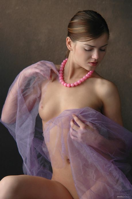 Delicate teen Alice Kiss shows her small tits & poses nude in a solo