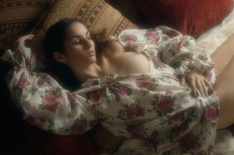 Sweet amateur teen Alissa A strips and teases with her tiny tits & hairy pussy