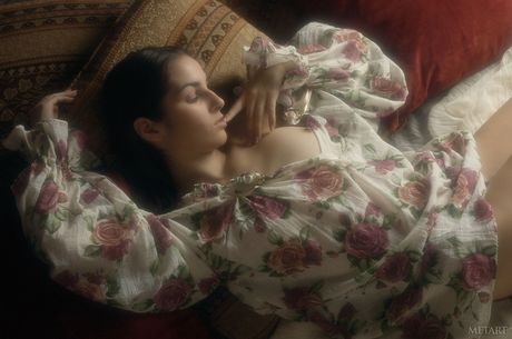 Sweet amateur teen Alissa A strips and teases with her tiny tits & hairy pussy