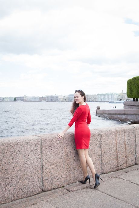 Alluring teen Ulia strips to red stockings & presents her hairy pussy in a solo