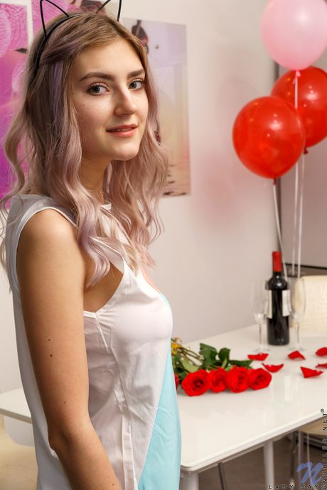 Blonde babe Lady Jay unveils her big tits and fingers her pussy in socks