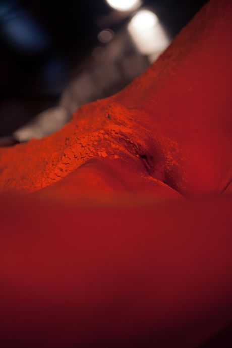 Bashful teen Andrea P shows her big tits and poses naked in a solo