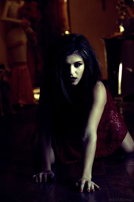 Brunette teen Leah Gotti gets naked with self-assuredness during a solo shoot